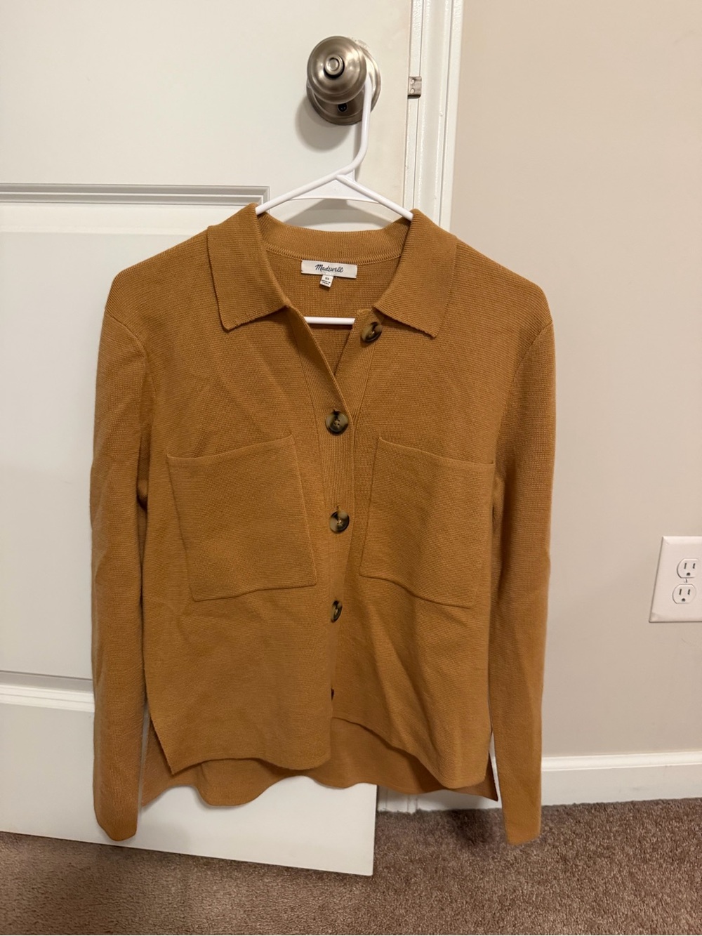Madewell Mustard Brown Button-Front Knit Jacket